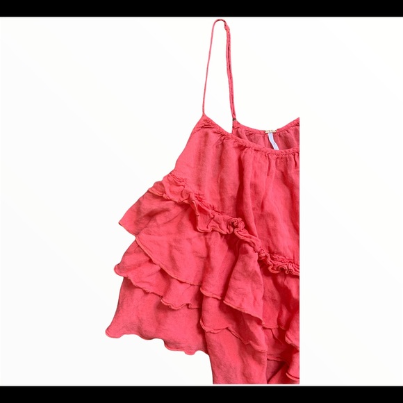FREE PEOPLE Solid Flutter By Ruffle Spaghetti Strap Tank Coral Pink Size Small - Picture 4 of 11